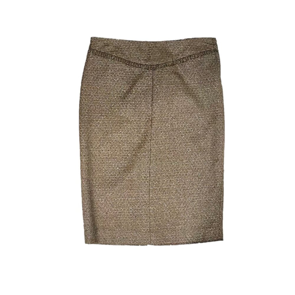 Club Monaco Metallic Gold Wool Blend Pencil Skirt Size 2